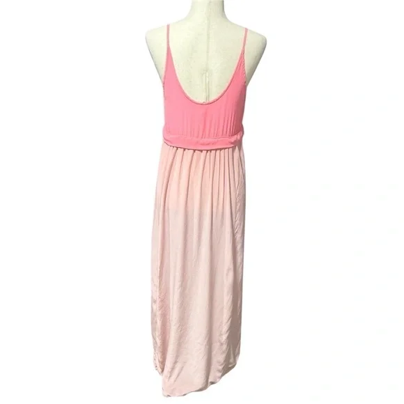 Aritzia Wilfred Pink Silk Two Tone Bisous Midi Dress Small Flowy Feminine Boho - Picture 2 of 11